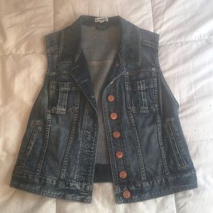 cropped jean vest